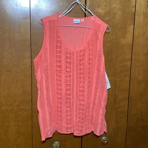 🆕 KIM ROGERS - CORAL 🪸 SLEEVELESS SHIRT (1X)